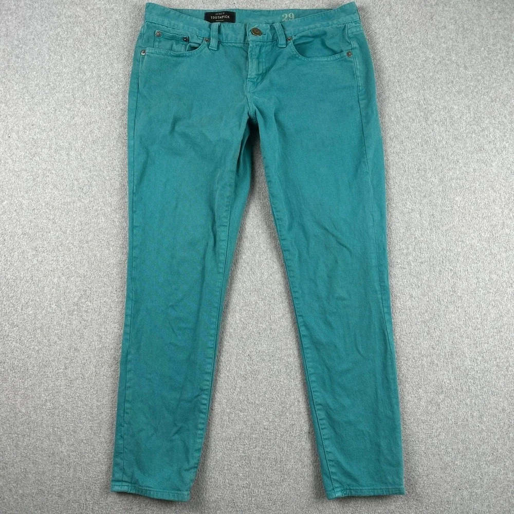 J.Crew Jeans Womens 29 Teal Toothpick Ankle Skinny Stretch Denim Pants